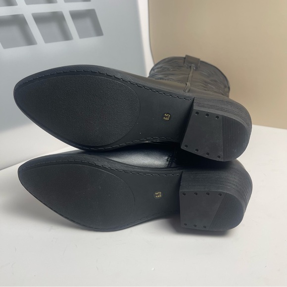 Steve Madden HAYWARD BLACK LEATHER boots Western Cowboy Boots Cowgirl Sz 6.5 - Picture 7 of 12